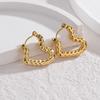 Pendientes de borla de corazón de oro de 18 quilates de acero inoxidable populares de Amazon, pendientes de anillo liso a la moda que combinan con todo, de alta calidad, al por mayor