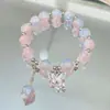 Librito Rojo mismo estilo Pulsera de cristal de mariposa femenina diseño nicho ins Mori hada dulce pulsera de cuentas de colores