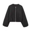 Estilo Europeu e Americano Comércio Exterior Roupas Femininas Novo Modelo 2026 Fashionável Versátil Gola Redonda Macia Manga Longa Jaqueta Bomber Casaco Curto