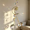 Pingente de cristal lua dourada transfronteiriço, pingente de cristal cor AB apanhador de sol, ornamento pendurado para decoração de jardim externo de cristal fornecimento