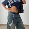 Corrente de Calça Punk Retro Transfronteiriça Europeia e Americana com Micro-Enfeites, Joia Decorativa de Cintura de Calça Elegante Personalizada com Pérolas de Imitação