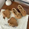 Botas femininas de cano médio estilo coreano 2025 outono novo sapatilhas removíveis com laço para meninas botas infantis