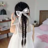 Venda Direta da Fábrica Novo Estilo Chinês Feminino Cinza Prata Presilha de Laço Rabo de Cavalo com Trança Dupla Peruca Artificial Fofa Natural