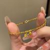 Pulsera de oro para mujer, pequeña, exquisita, dulce, versátil, elegante, lujo, alta calidad, pulsera de flor de nicho, joyería