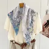 Pañuelo Cuadrado de Seda Artístico Morado con Acabado de Lujo, Hecho de Georgette y Seda de Morera, Estilo Delgado de Primavera y Otoño, Bordes Enrollados a Mano, Pañuelo de Seda para Mujer