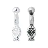 Plata Esterlina S925 Retro Pequeño Colgante de Pez Cuenta Koi Cruz Perforada Accesorios DIY Pulsera de Cristal Material Plata