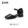 Sandálias Vazadas Estilo Francês Zhr para Mulheres, Novo Modelo Verão 2026, Salto Grosso, Respirável, Sapatos Mary Jane Versáteis
