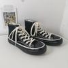 Yuan Yi 2026 Nuevo Estilo Coreano Ulzzang Atemporal Negro Zapatillas de Lona de Caña Alta para Estudiantes Mujeres y Hombres Zapatillas Estilo Callejero