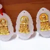 2017 Nuevo Jianghu Puesto Productos Calientes Jade Incrustado en Oro Guanyin Chapado en Oro Colgante de Collar Nueva Gota de Agua Chapado en Oro