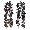 Hoja de Rosa Negra de Ratán Transfronteriza Amazon Halloween Hogar Decoración Negra Arreglo Hoja de Rosa Artificial de Ratán