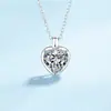 Collar de Plata de Ley S925 con Colgante de Corazón Individual de Diamante Moissanita para Mujer Cadena Delicada para Clavícula con Colgante de Corazón Pequeño