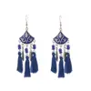 Brincos Vermelhos de Noiva para Mulheres, Brincos Coloridos Vintage, Acessórios para Fantasias de Performance, Brincos Pequenos de Franja em Forma de Diamante Atacado