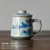 (Oferta especial) Tetera de Estilo Antiguo Tianqing Ru Kiln con Esmalte Craquelado y Tapa de Tres Piezas, Taza Maestra de Cerámica Azul y Blanca Taza de Degustación
