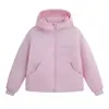 Jaqueta curta de algodão quente com capuz para mulheres, novo estilo de inverno, casaco puffer de corte solto, casaco esportivo de algodão liso