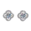 Brincos clássicos de trevo de quatro folhas da sorte com imitação de diamante Mosan para mulheres, personalidade simples, acessórios Ins, joias em estoque, uma geração de cabelo