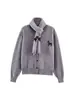 Comércio Exterior Transfronteiriço Moda Nova Outono e Inverno Cachecol Simples Versátil Jaqueta Cardigan de Tricô Solto