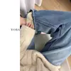Calça Jeans Feminina Cintura Alta Inverno Forrado De Lã Grossa Plus Size Menina Gordinha Solta Emagrecimento Estreita Em Forma De Pêra Calças De Perna Larga