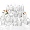 Juego de Jarrones Pequeños Decorativos de Vidrio Vintage Transparente Estilo Ins, Jarrón de Flores y Botella de Aromaterapia, El Más Vendido Transfronterizo con un Toque de Lujo