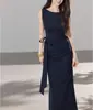 Nuevas Opciones de Color, Serie Commuter Texturizada, Vestido Commuter de Algodón y Lino Elegante de Gama Alta que Ceñe la Cintura Estilo Intelectual