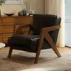 Cadeira Richard de meados do século, poltrona individual para sala de estar, cadeira de lazer designer para varanda, estilo retro francês em madeira maciça
