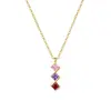 Collar geométrico cuadrado de circonita de colores de estilo minimalista europeo y americano con barra vertical para mujer, cadena de clavícula en capas de nicho para el día a día, joyería de plata al por mayor transfronteriza
