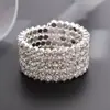 Joia de Mão para Noiva Pulseira de Braço Elástica com Strass Joias de Strass para Performance de Palco Opcional de Múltiplas Fileiras Acessórios Atacado B330