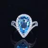 Anillo de Aguamarina Santa María en Forma de Pera de Doble Capa para Dedo Índice de Compromiso Zhenrong AliExpress Transfronterizo Nuevo Europeo y Americano