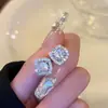 Brincos de Prata 925 com Pino Quadrado e Diamante para Mulheres, Cristal Cubo de Açúcar Pequeno Brilhante, Temperamento de Luxo Leve, Brincos de Luxo Leve de Alta Qualidade