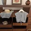 Hola, nuevo conjunto de dos piezas a rayas de estilo universitario de verano, lindo y elegante, para niñas, con top de manga corta y pantalones hasta la rodilla