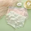 [múltiplas combinações] calcinha de seda gelada ultrafina feminina cintura de renda quadril respirável calcinha de menina