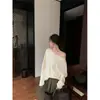 Suéter de Punto Estilo Puro Deseo para Mujer, Top Camiseta Holgado de Hombros Caídos con Mangas Murciélago, Base de Manga Larga de Hombros Caídos para Primavera y Otoño