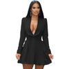 Vestido Otoño e Invierno 2022 Amazon Aliexpress Wish Solapa V Profunda Manga Larga Vestido Falda Plisada Midi