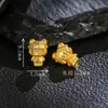 Prata 925 Banhada a Ouro Corindo Incrustado Bebê Nezha Furo Reto Pequenos Acessórios DIY Moda Estiloso Versátil Pequenos Acessórios