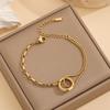 Collar de acero de titanio con costuras geométricas de círculo de moda simple para mujer, asimétrico, de acero de titanio que no se desvanece, cadena para la clavícula, pulsera, traje
