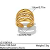 Anillo de Acero de Titanio de Lujo Ligero Estilo Europeo y Americano con Diamantes, Diseño Oval Geométrico, Anillo Apilable de Gama Alta, Joyería de Acero Inoxidable Chapada en Oro