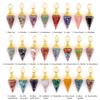 2110-Piedra de Ágata de Cristal Natural Grava de Colores Resina Hexágono Dorado Cono Colgante Cruzado Nuevo Producto Transfronterizo