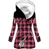 Impermeable Navideño para Mujer 2025 Más Vendido Transfronterizo Estilo Europeo y Americano con Capucha Bloqueo de Color Engrosado de Invierno Piel Sintética de Cordero