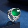 Anel masculino de ágata preta banhado a prata maré personalidade dominador ouro branco anel de diamante masculino anel de gema abertura masculina atacado