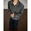 Sudadera de Chenilla con Cuello Alto Otoño 2025 Tendencia Retro Americana Diseño Básico Sudadera con Cuello Vuelta de Peso Pesado para Hombre