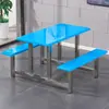 Cantina escolar mesa de jantar conjugada fábrica equipe restaurante mesa de jantar de aço inoxidável e cadeira 4 pessoas 6 pessoas 8 pessoas mesa de jantar e cadeira combinação