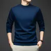 Suéter de tricô para homens, com gola alta meia, novo da moda outono e inverno, casual, cor sólida, camisa base quente, vestuário masculino