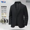 Traje de Lino Hielo de Verano para Hombre, Delgado, Transpirable, Resistente a las Arrugas, Versátil, Casual, Negocios Ligeros, Chaqueta de un Botón Holgada
