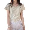 Camiseta Blanca Estilo Americano para Mujer, Hombros Normales Mangas Cortas, Estilo Europeo, Nuevo Modelo 2026, Corte Ajustado, Cuello Redondo, Algodón Puro, Camiseta Básica para Vestir por Capas