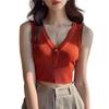 Chaleco de punto rojo con camisola para mujer, novedad de verano de 2025, top corto ajustado con escote en el ombligo para chica sexy.
