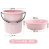 Cubo de almacenamiento de agua para el hogar, cubo grande de plástico engrosado, cubo redondo grande portátil para dormitorio de estudiantes con cubo de ropa resistente a caídas, lavabo