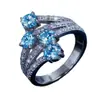 Anillo de Plata de Ley S925 de Moda Europea y Americana Transfronterizo Moissanita Azul de 2 Quilates Lujo Accesible de Nicho Anillo Personalizado Anillo de Boda