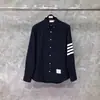 22 anos primavera e verão TB Oxford manga longa carcela fita dupla braçadeira camisa branca camisa de manga curta