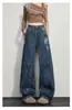 Jeans Rectos Retro Americanos para Hombre, Estilo Nuevo, Lavados y Desgastados, Diseño de Spray de Tinta, Marca de Moda, Pantalones Anchos Sueltos, Venta al por Mayor