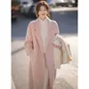 Abrigo de Lana Rosa Mujer 2024 Otoño Invierno Nuevo Estilo Abrigo de Lana Estilo Hepburn Petite Estilo Coreano Invierno Espesado