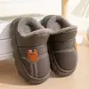 Pantuflas de Algodón para Niños y Niñas, Talón Cerrado, Otoño/Invierno, Superficie de Cuero, Impermeables, Engrosadas, Forro de Felpa, Cálidas, En Stock, Dropshipping